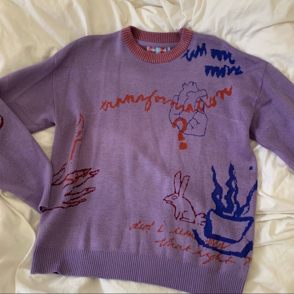 Urban Outfitters Purple Graphic Face Sweater